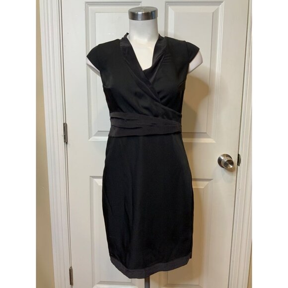 ALLSAINTS Codia Black Silk Trim V-Neck Sheath Dress, Size 4, NWT! - Picture 1 of 7